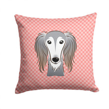 Load image into Gallery viewer, Checkerboard Pink Saluki Canvas Throw Pillow - 14x14 Decorative Pillow – Art for Your Home &amp; Patio BB1229PW1414