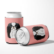 Load image into Gallery viewer, Checkerboard Pink Japanese Chin Can or Bottle Hugger BB1230CC