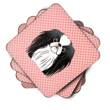 Load image into Gallery viewer, Checkerboard Pink Japanese Chin Coasters - Set of 4 Lightweight Foam, Absorbent Drink Coasters BB1230FC