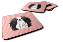 Load image into Gallery viewer, Checkerboard Pink Japanese Chin Coasters - Set of 4 Lightweight Foam, Absorbent Drink Coasters BB1230FC