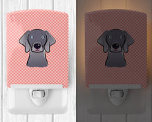 Load image into Gallery viewer, Checkerboard Pink  Weimaraner Ceramic Night Light BB1231CNL
