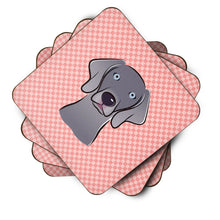 Load image into Gallery viewer, Checkerboard Blue Weimaraner Coasters - Set of 4 Lightweight Foam, Absorbent Drink Coasters BB1231FC