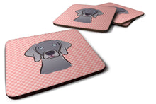 Load image into Gallery viewer, Checkerboard Blue Weimaraner Coasters - Set of 4 Lightweight Foam, Absorbent Drink Coasters BB1231FC