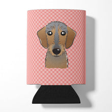 Load image into Gallery viewer, Checkerboard Pink Wirehaired Dachshund Can or Bottle Hugger BB1233CC