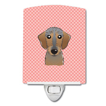 Load image into Gallery viewer, Checkerboard Pink Wirehaired Dachshund Ceramic Night Light BB1233CNL