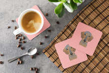 Load image into Gallery viewer, Checkerboard Pink Wirehaired Dachshund Coasters - Set of 4 Lightweight Foam, Absorbent Drink Coasters BB1233FC