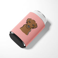 Load image into Gallery viewer, Checkerboard Pink Chocolate Labrador Can or Bottle Hugger BB1234CC