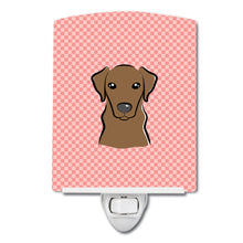 Load image into Gallery viewer, Checkerboard Pink Chocolate Labrador Ceramic Night Light BB1234CNL