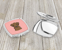 Load image into Gallery viewer, Checkerboard Pink Chocolate Labrador Compact Mirror – Stylish Purse Mirror with Artistic Covers BB1234SCM