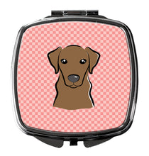 Load image into Gallery viewer, Checkerboard Pink Chocolate Labrador Compact Mirror – Stylish Purse Mirror with Artistic Covers BB1234SCM