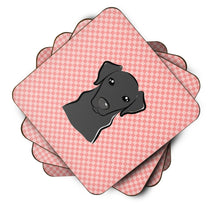 Load image into Gallery viewer, Checkerboard Pink Black Labrador Coasters - Set of 4 Lightweight Foam, Absorbent Drink Coasters BB1235FC