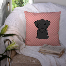 Load image into Gallery viewer, Checkerboard Pink Black Labrador Canvas Throw Pillow - 14x14 Decorative Pillow – Art for Your Home &amp; Patio BB1235PW1414