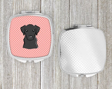 Load image into Gallery viewer, Checkerboard Pink Black Labrador Compact Mirror – Stylish Purse Mirror with Artistic Covers BB1235SCM
