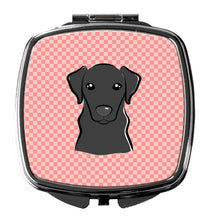 Load image into Gallery viewer, Checkerboard Pink Black Labrador Compact Mirror – Stylish Purse Mirror with Artistic Covers BB1235SCM
