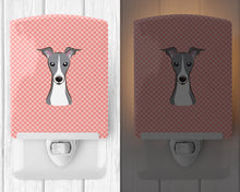 Load image into Gallery viewer, Checkerboard Pink Italian Greyhound Ceramic Night Light BB1236CNL