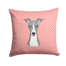 Load image into Gallery viewer, Checkerboard Pink Italian Greyhound Canvas Throw Pillow - 14x14 Decorative Pillow – Art for Your Home &amp; Patio BB1236PW1414