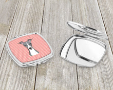 Load image into Gallery viewer, Checkerboard Pink Italian Greyhound Compact Mirror – Stylish Purse Mirror with Artistic Covers BB1236SCM