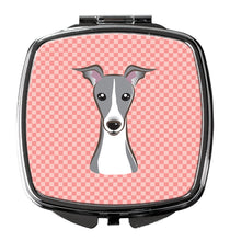 Load image into Gallery viewer, Checkerboard Pink Italian Greyhound Compact Mirror – Stylish Purse Mirror with Artistic Covers BB1236SCM