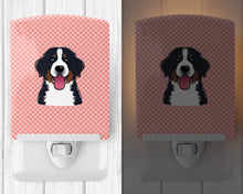 Load image into Gallery viewer, Checkerboard Pink Bernese Mountain Dog Ceramic Night Light BB1237CNL