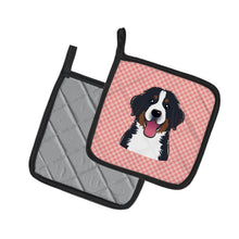 Load image into Gallery viewer, Checkerboard Pink Bernese Mountain Dog Pot Holders - Set of 2 - Heat-Resistant Kitchen Essentials BB1237PTHD