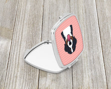 Load image into Gallery viewer, Checkerboard Pink Bernese Mountain Dog Compact Mirror – Stylish Purse Mirror with Artistic Covers BB1237SCM