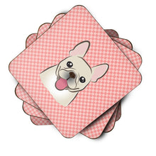 Load image into Gallery viewer, Checkerboard Pink French Bulldog Coasters - Set of 4 Lightweight Foam, Absorbent Drink Coasters BB1238FC