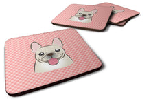 Load image into Gallery viewer, Checkerboard Pink French Bulldog Coasters - Set of 4 Lightweight Foam, Absorbent Drink Coasters BB1238FC