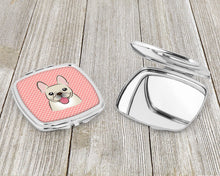 Load image into Gallery viewer, Checkerboard Pink French Bulldog Compact Mirror – Stylish Purse Mirror with Artistic Covers BB1238SCM