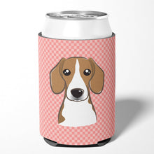 Load image into Gallery viewer, Checkerboard Pink Beagle Can or Bottle Hugger BB1239CC