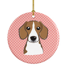 Load image into Gallery viewer, Checkerboard Pink Beagle Ceramic Ornament BB1239CO1