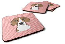 Load image into Gallery viewer, Checkerboard Pink Beagle Coasters - Set of 4 Lightweight Foam, Absorbent Drink Coasters BB1239FC