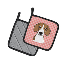 Load image into Gallery viewer, Checkerboard Pink Beagle Pot Holders - Set of 2 - Heat-Resistant Kitchen Essentials BB1239PTHD