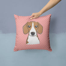 Load image into Gallery viewer, Checkerboard Pink Beagle Canvas Throw Pillow - 14x14 Decorative Pillow – Art for Your Home &amp; Patio BB1239PW1414