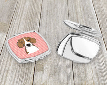 Load image into Gallery viewer, Checkerboard Pink Beagle Compact Mirror – Stylish Purse Mirror with Artistic Covers BB1239SCM