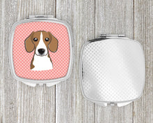 Load image into Gallery viewer, Checkerboard Pink Beagle Compact Mirror – Stylish Purse Mirror with Artistic Covers BB1239SCM