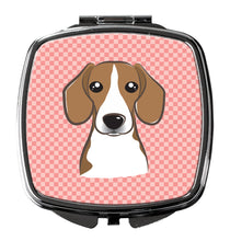 Load image into Gallery viewer, Checkerboard Pink Beagle Compact Mirror – Stylish Purse Mirror with Artistic Covers BB1239SCM