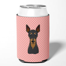 Load image into Gallery viewer, Checkerboard Pink Min Pin Can or Bottle Hugger BB1240CC