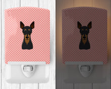 Load image into Gallery viewer, Checkerboard Pink Min Pin Ceramic Night Light BB1240CNL