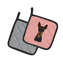 Load image into Gallery viewer, Checkerboard Pink Min Pin Pot Holders - Set of 2 - Heat-Resistant Kitchen Essentials BB1240PTHD