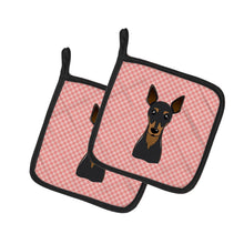 Load image into Gallery viewer, Checkerboard Pink Min Pin Pot Holders - Set of 2 - Heat-Resistant Kitchen Essentials BB1240PTHD