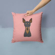 Load image into Gallery viewer, Checkerboard Pink Min Pin Canvas Throw Pillow - 14x14 Decorative Pillow – Art for Your Home &amp; Patio BB1240PW1414