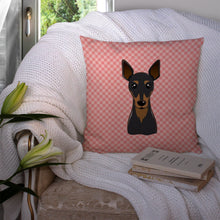 Load image into Gallery viewer, Checkerboard Pink Min Pin Canvas Throw Pillow - 14x14 Decorative Pillow – Art for Your Home &amp; Patio BB1240PW1414