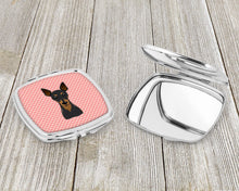 Load image into Gallery viewer, Checkerboard Pink Min Pin Compact Mirror – Stylish Purse Mirror with Artistic Covers BB1240SCM