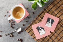 Load image into Gallery viewer, Checkerboard Pink Border Collie Coasters - Set of 4 Lightweight Foam, Absorbent Drink Coasters BB1241FC