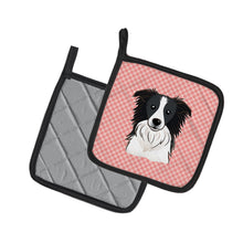 Load image into Gallery viewer, Checkerboard Pink Border Collie Pot Holders - Set of 2 - Heat-Resistant Kitchen Essentials BB1241PTHD