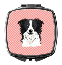 Load image into Gallery viewer, Checkerboard Pink Border Collie Compact Mirror – Stylish Purse Mirror with Artistic Covers BB1241SCM