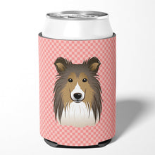 Load image into Gallery viewer, Checkerboard Pink Sheltie Can or Bottle Hugger BB1242CC
