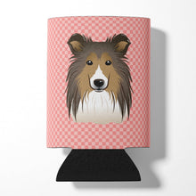 Load image into Gallery viewer, Checkerboard Pink Sheltie Can or Bottle Hugger BB1242CC