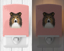 Load image into Gallery viewer, Checkerboard Pink Sheltie Ceramic Night Light BB1242CNL