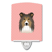 Load image into Gallery viewer, Checkerboard Pink Sheltie Ceramic Night Light BB1242CNL